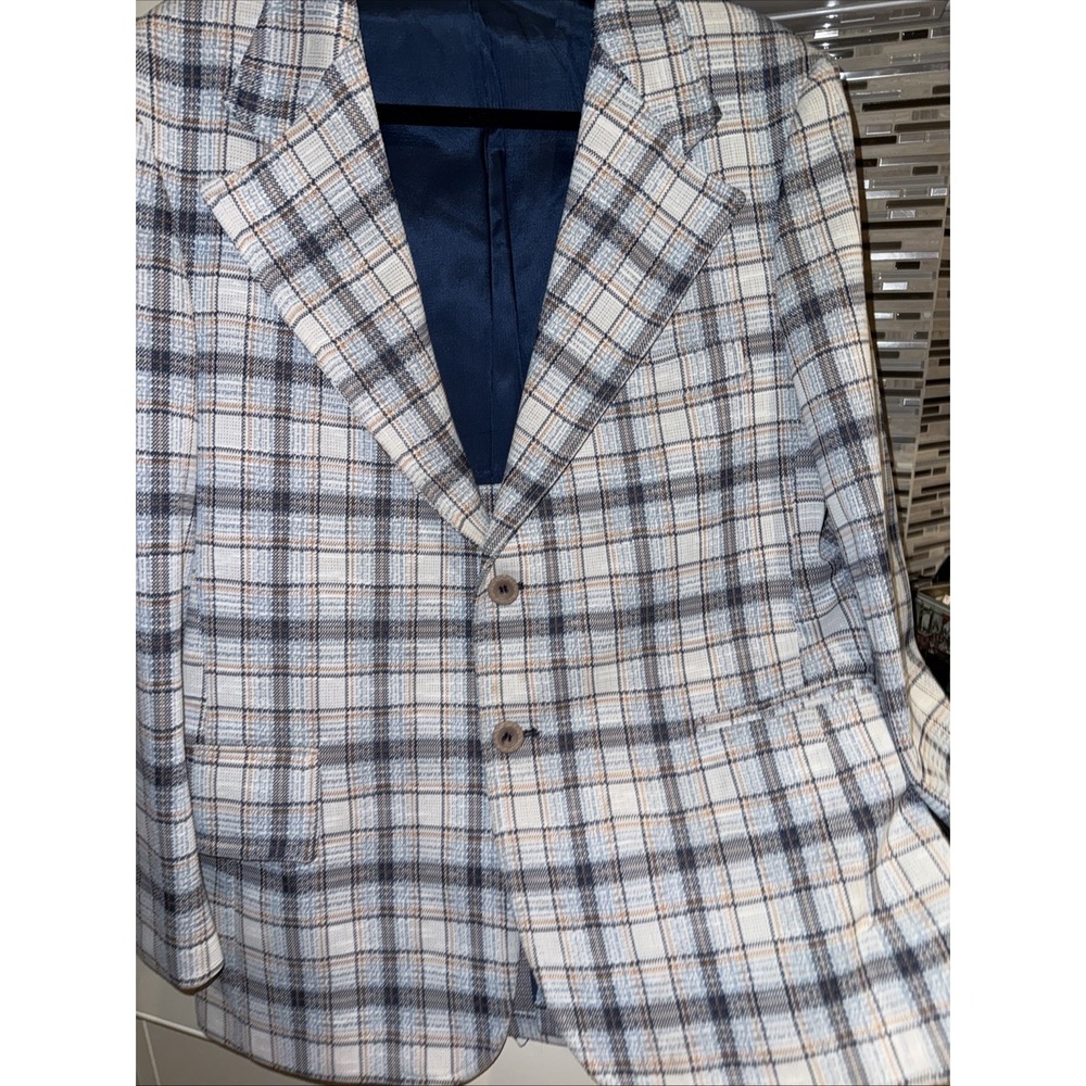 VTG Sears the Mens Store Suit Jacket Blazer Sz 42R Sports Classic Business Plaid